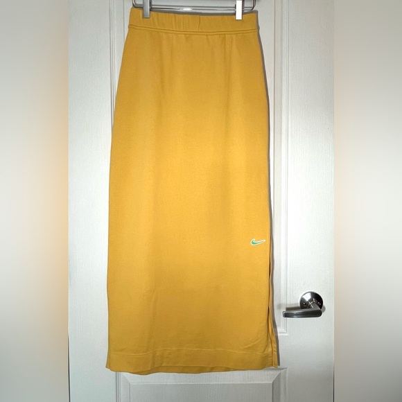 Nike Sportswear Yellow Maxi Skirt Side Slit Sz S Streetwear Colour Block Sporty - Picture 2 of 10